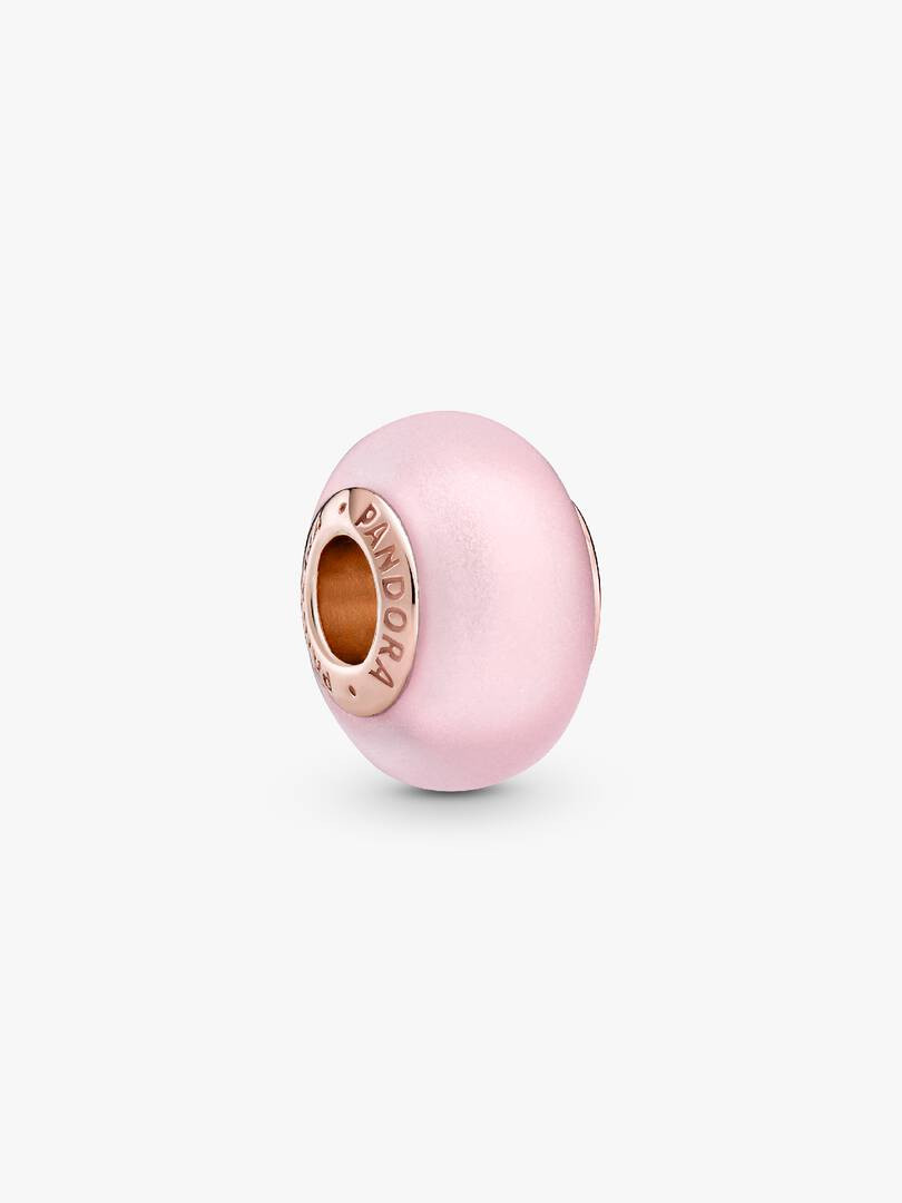 Pandora | Charm | Rosa opaco satinato | Vetro di Murano | Placcato oro rosa 14K
