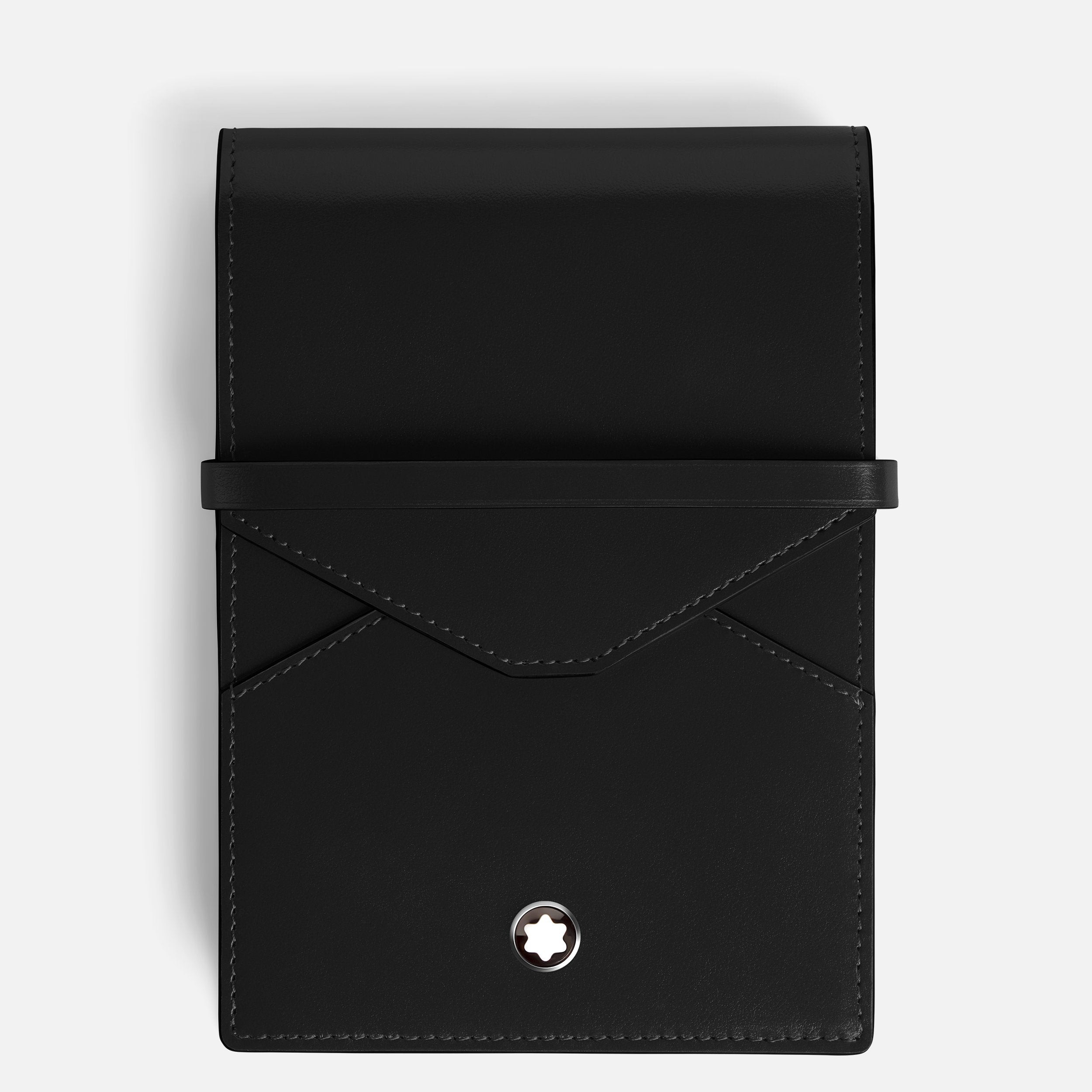Montblanc Portafoglio Uomo Astuccio 5 Penne | Pelle Nera | Chiusura a Patta