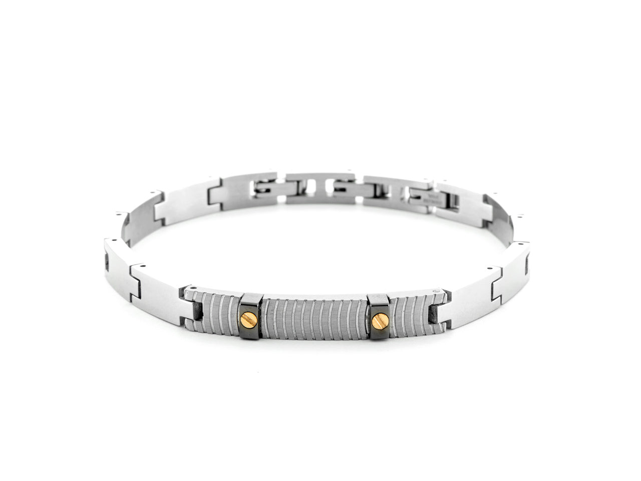 Paciotti Bracciale Uomo oro 18kt & spinello nero | Acciaio | Regolabile 18-21cm