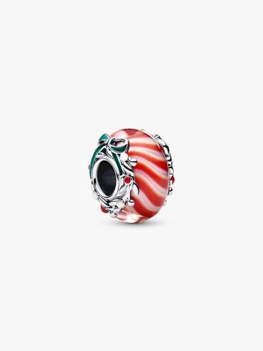 Pandora Charm Vetro di Murano Caramella di Natale