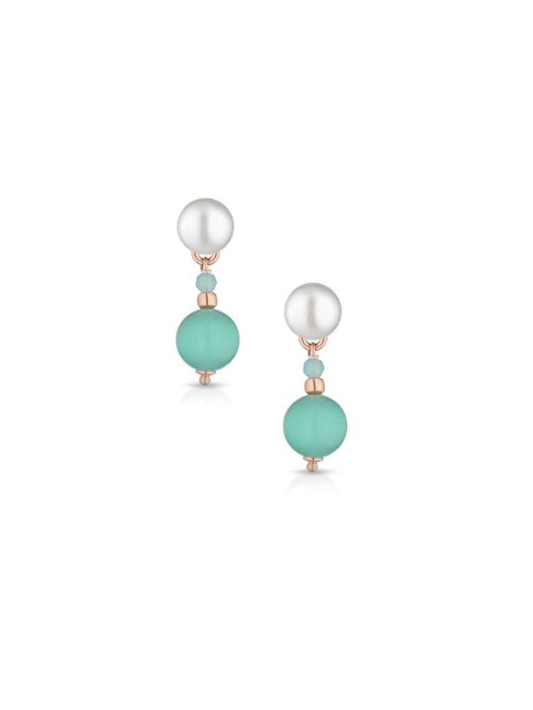 Le Lune Orecchini pendenti donna con amazonite e perle