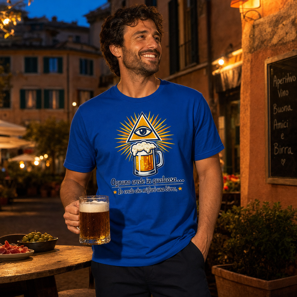 Maglietta ironica Credo nella Birra