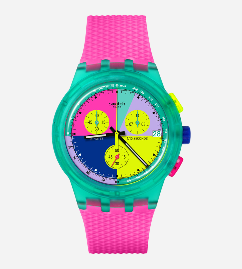 Swatch Orologio Uomo Neon Flash Arrow | Resina Trasparente | Cronografo