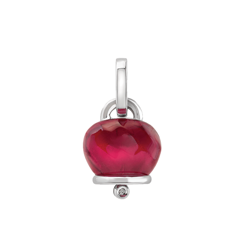 Chantecler | Ciondolo | Campanella Media Bordeaux | Argento | Diamante 0,01 ct