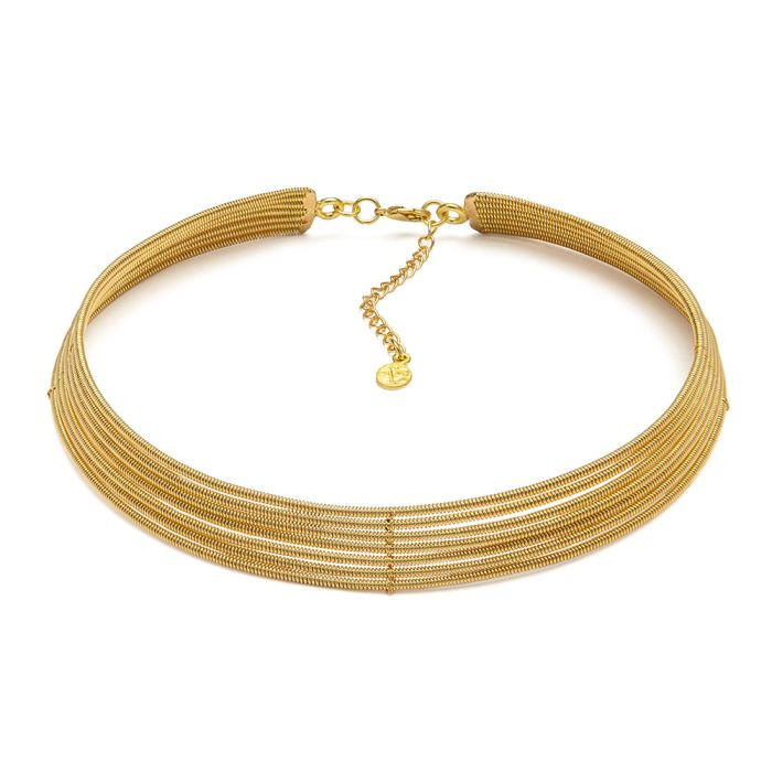 VESTOPAZZO Collana Donna Girocollo Multilinee | Ottone riciclato | Regolabile