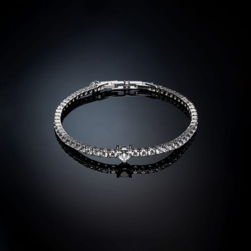Chiara Ferragni Bracciale Donna Cuore con Zirconi Bianchi | Acciaio | 16+1,5cm