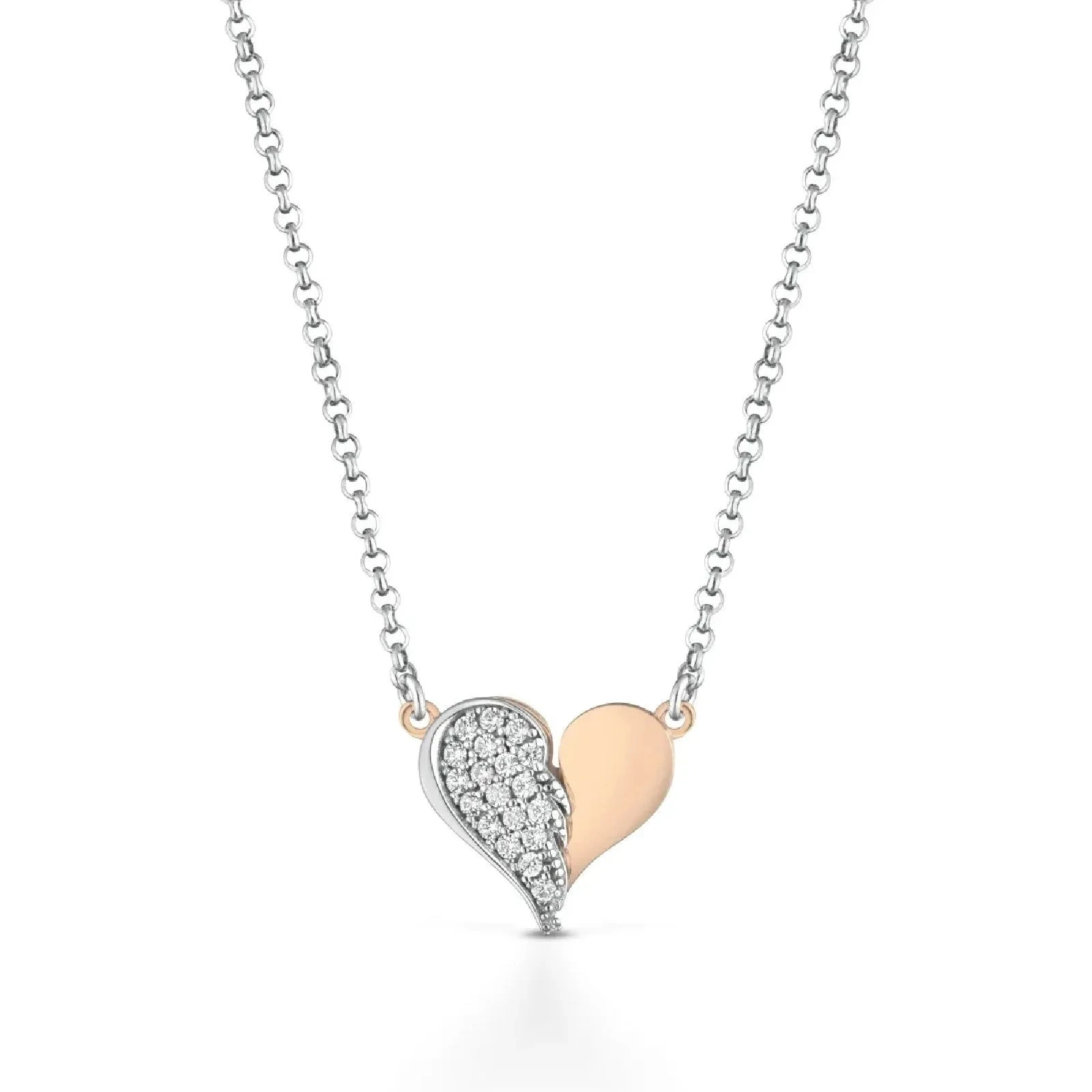 Roberto Giannotti | Collana Donna | Cuore con Ala | Argento 925 rosé | Zirconi