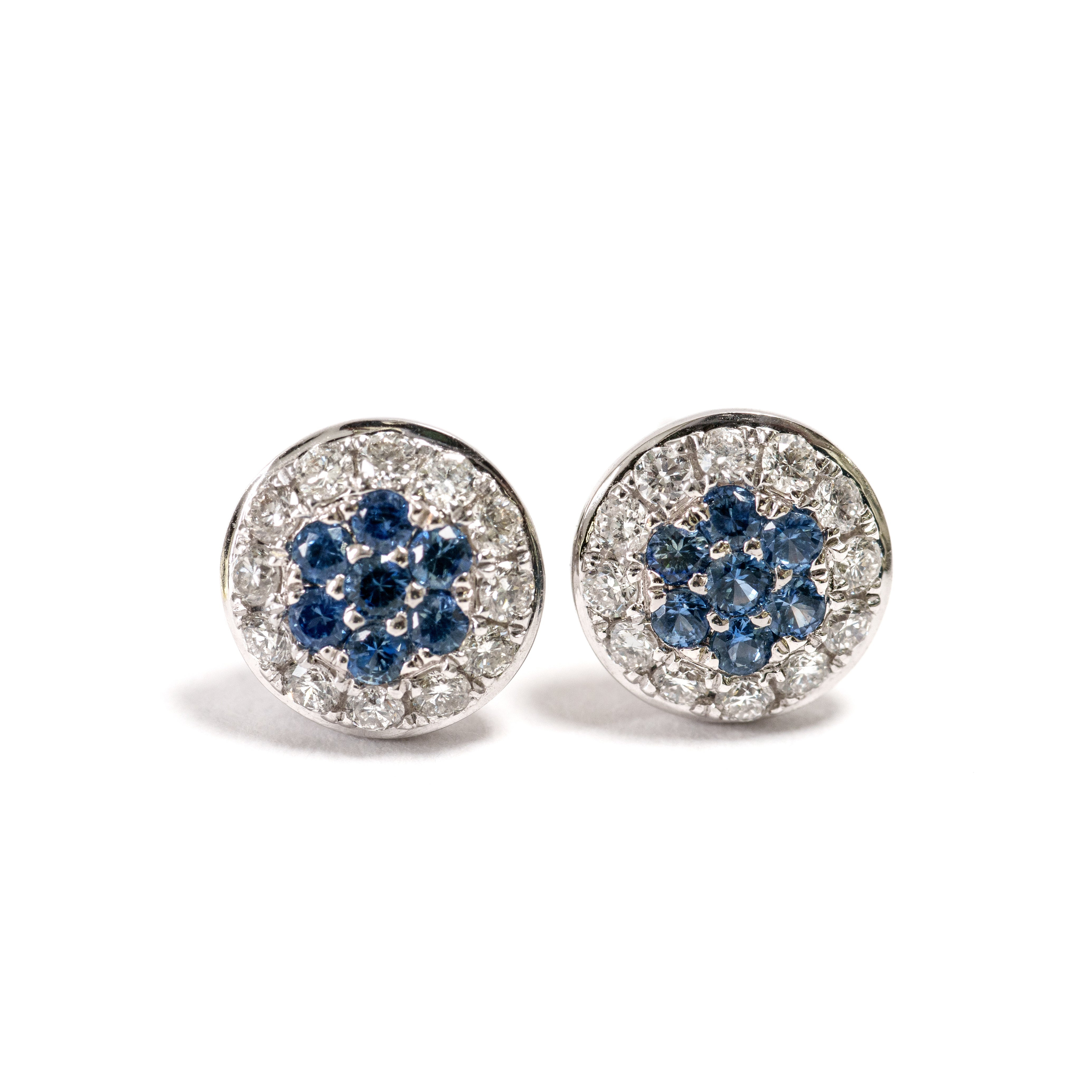 Casta | Orecchini | Pavé Zaffiri e Diamanti | Oro Bianco 18kt | 0,20 kt Zaffiri