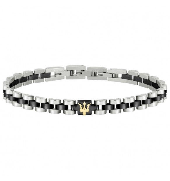 Maserati Bracciale Uomo Acciaio Silver e Nero