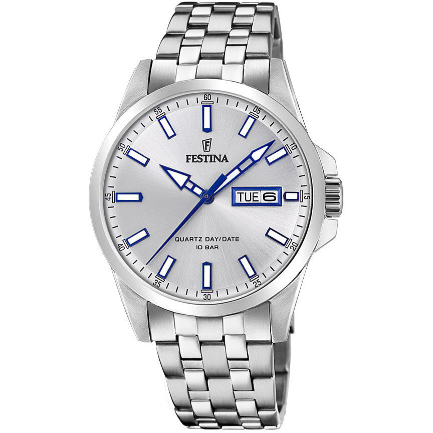 Festina Orologio Uomo ACERO Argento Azzurro | Acciaio | 43 mm