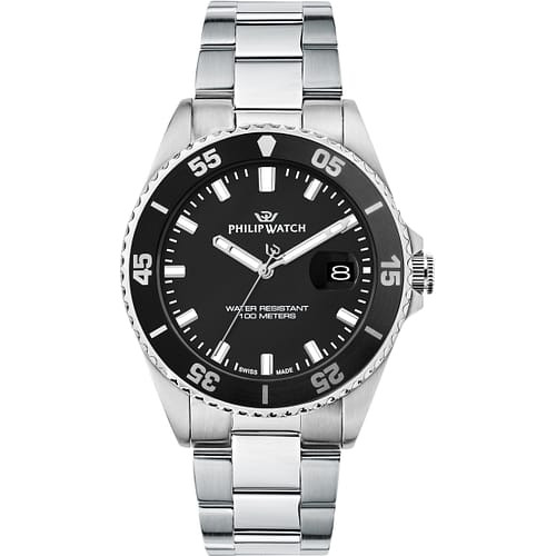 Philip Watch Orologio Uomo Caribe Sport con Quadrante Nero e Bracciale in