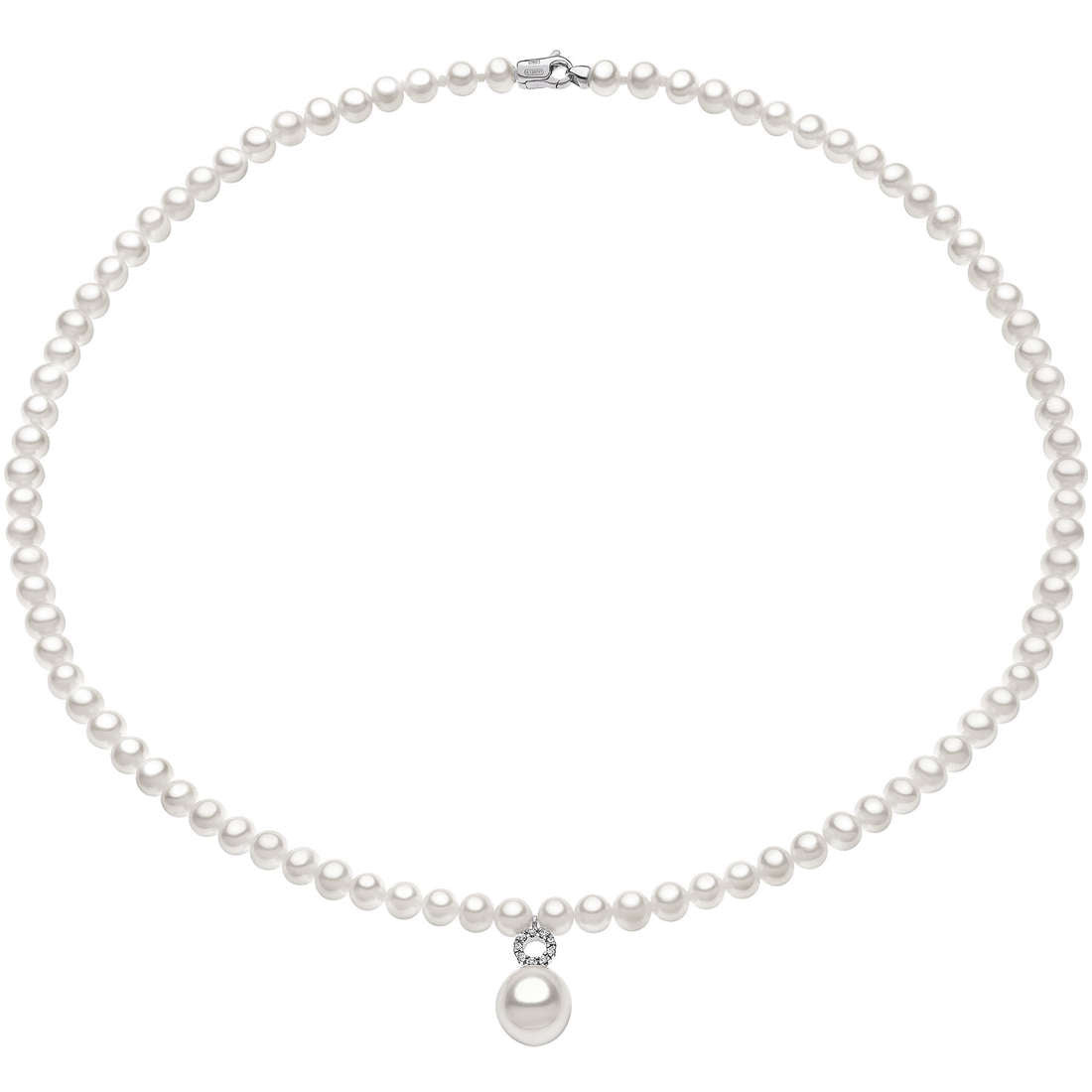 Comete Collana Donna Girocollo Perla & Diamanti | Oro Bianco | Fantasie Perle