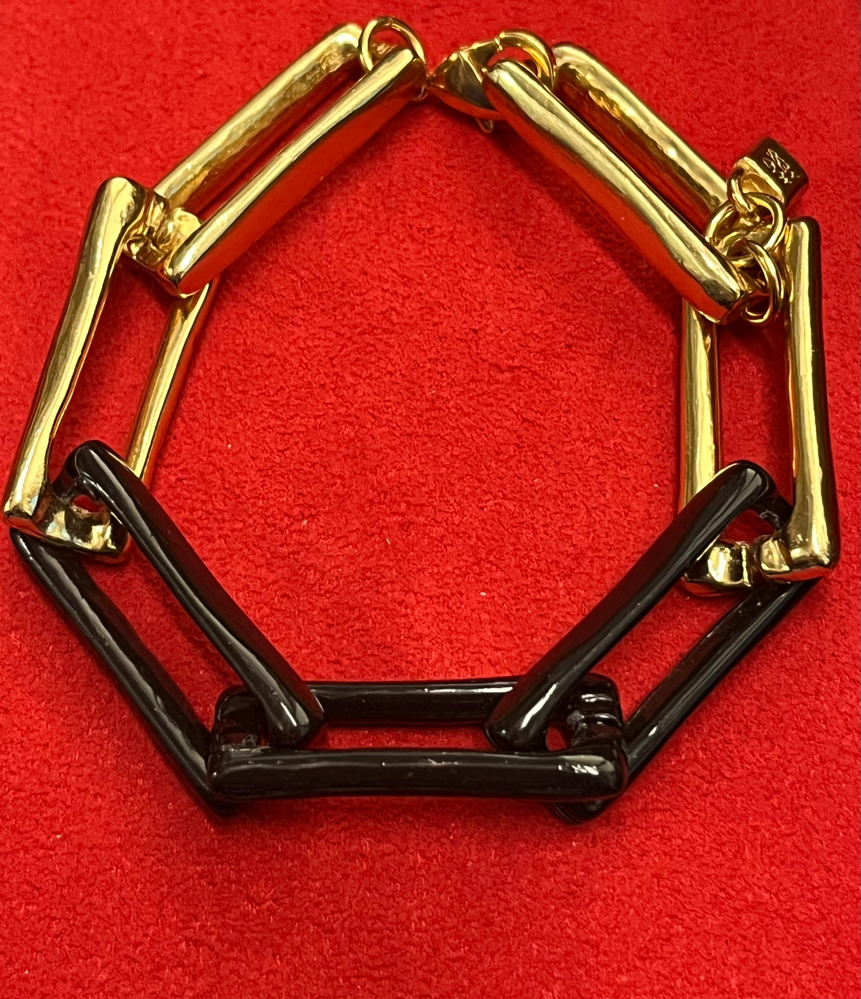 Madness Bracciale Donna Catena Dorata Nera | Argento 925 Dorato | Lucchetto Logo