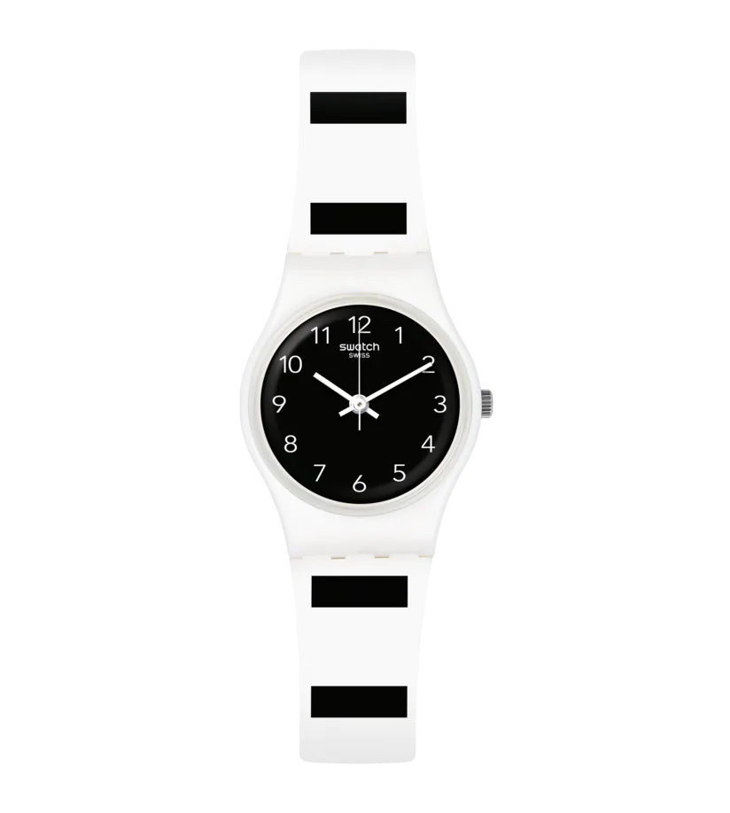 Swatch | Orologio | Motivo Zebrette Bianco/Nero | Plastica | Cassa 25 mm