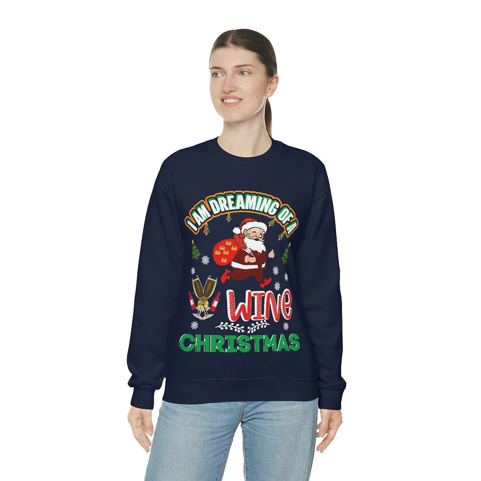 Miniatura: I Am Dreaming of a Wine Christmas - Christmas Sweatshirt, Festive Shirt, Fun...