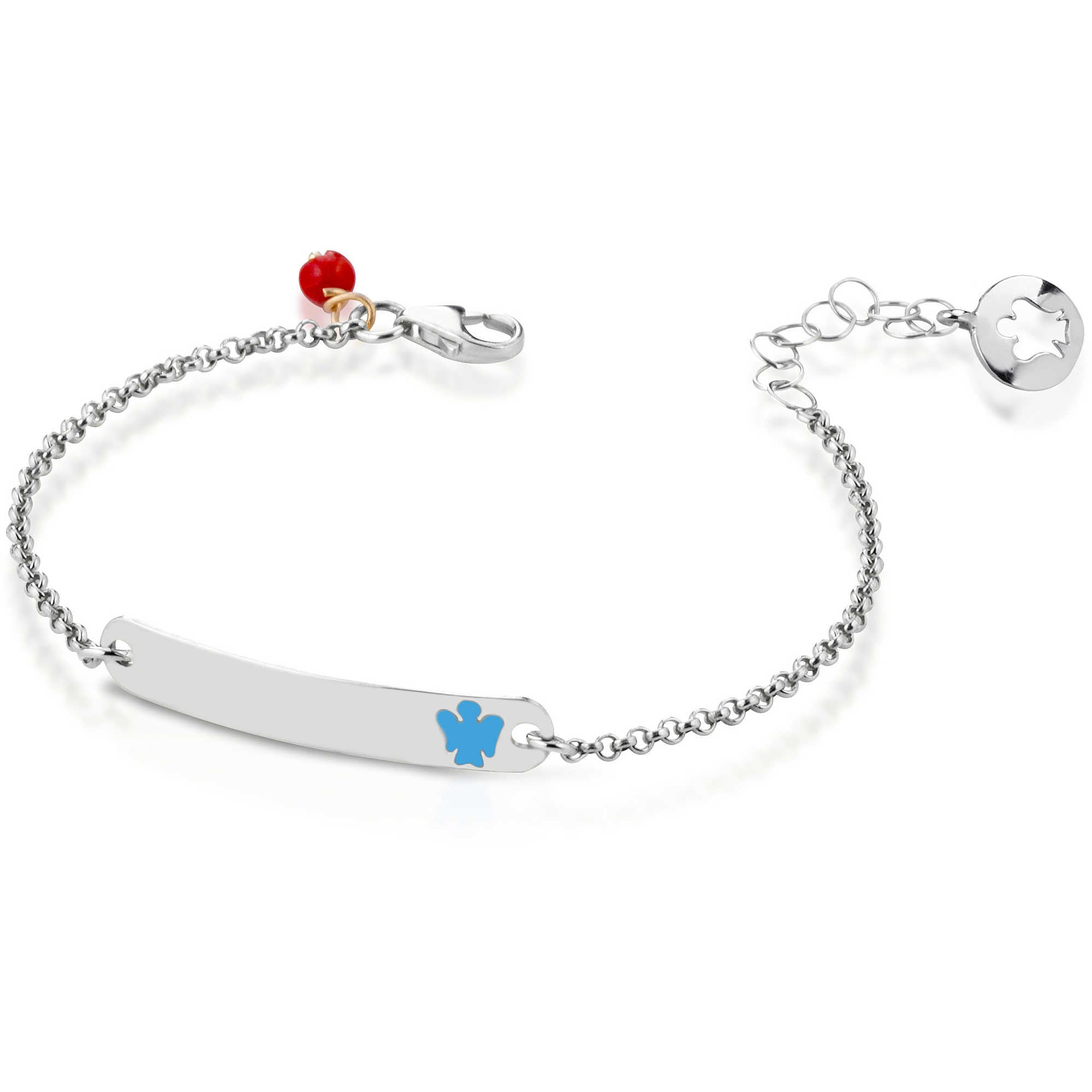 Roberto Giannotti Bracciale Bimbo Smalto Azzurro | Oro Bianco 9Kt | Corallo