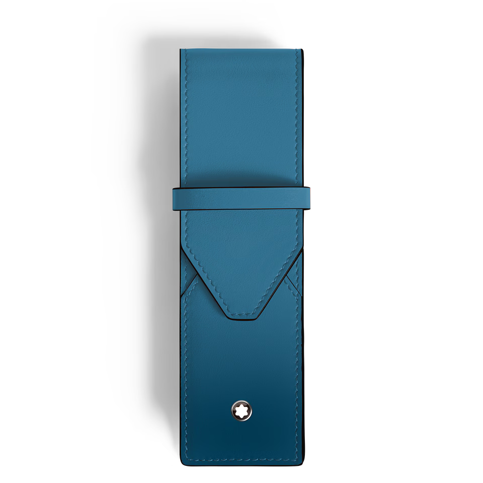 Astuccio Montblanc per Due Strumenti da Scrittura in Pelle Blu Fumé
