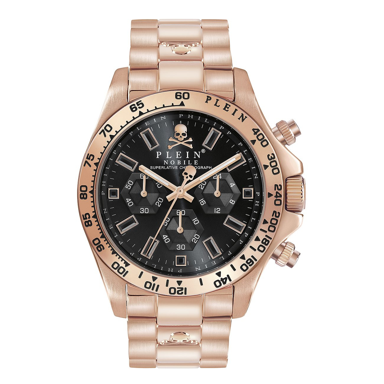 Philipp Plein Orologio Uomo Cronografo 43mm | Acciaio Oro Rosa | Quadrante Nero