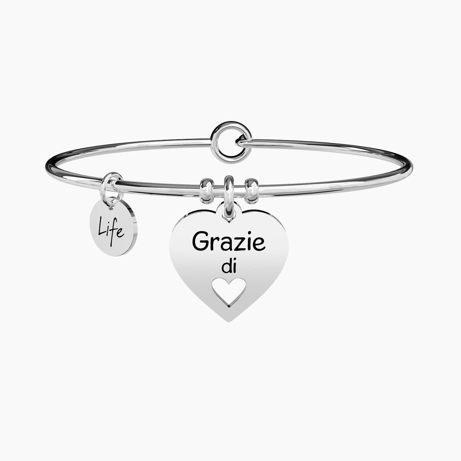 Kidult Bracciale Donna Cuore Smaltato | Acciaio 316L | Misura Unica 6 cm