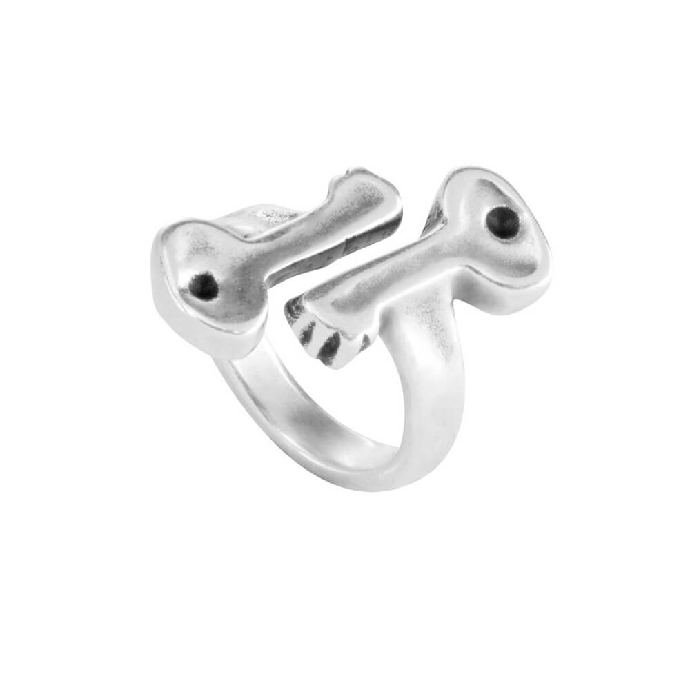 Uno de 50 Anello Donna Chiave Stilizzata | Argento 15 Micron | Fatto a Mano
