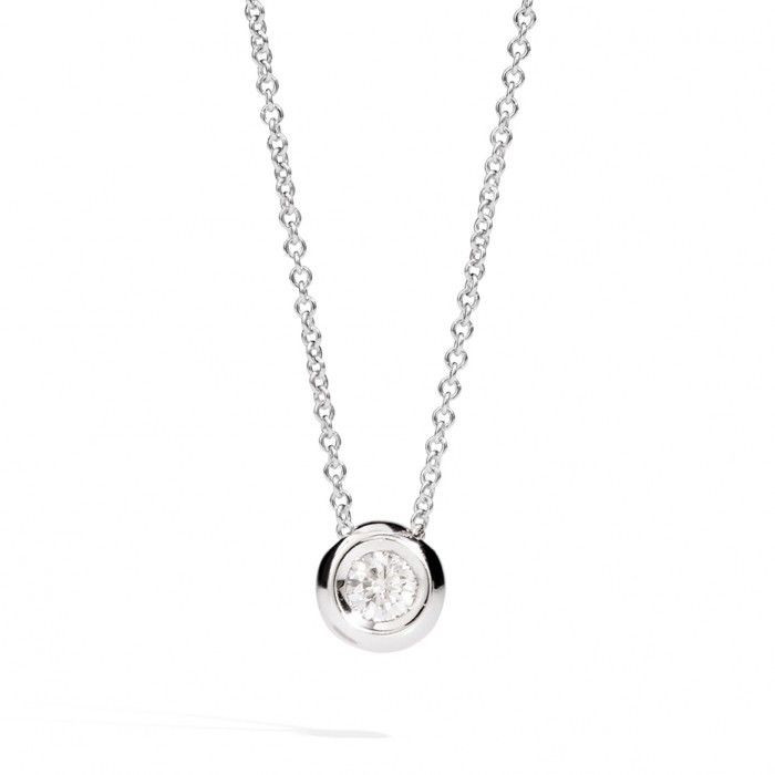 Recarlo Collana Donna Punto Luce Boule | Oro Bianco 18 kt | Diamante 0,15 ct