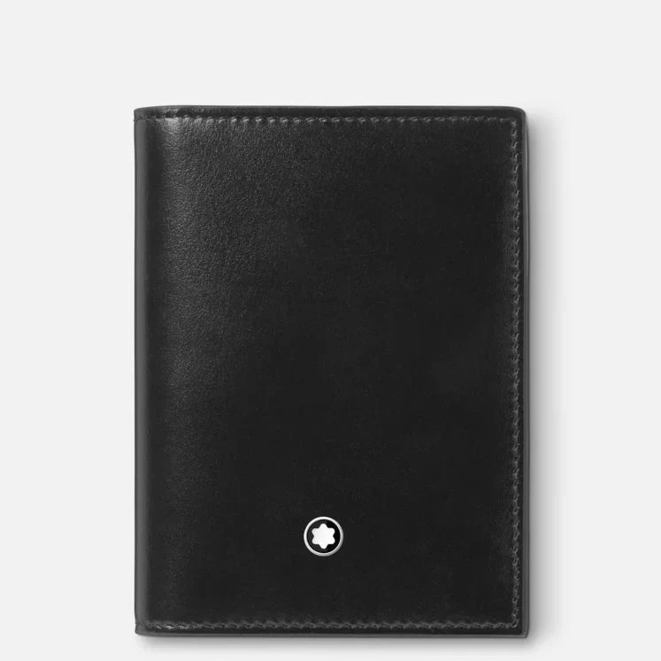 Montblanc | Portacarte uomo | 4 scomparti | Pelle nera lucida | Meisterstück