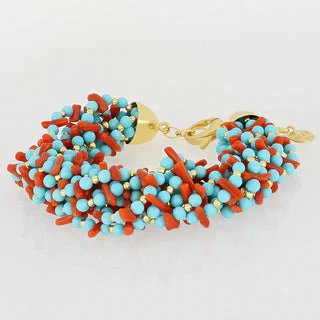 NIVY Bracciale Torchon Nima in Argento 925 con Corallo di Sciacca e Pasta di