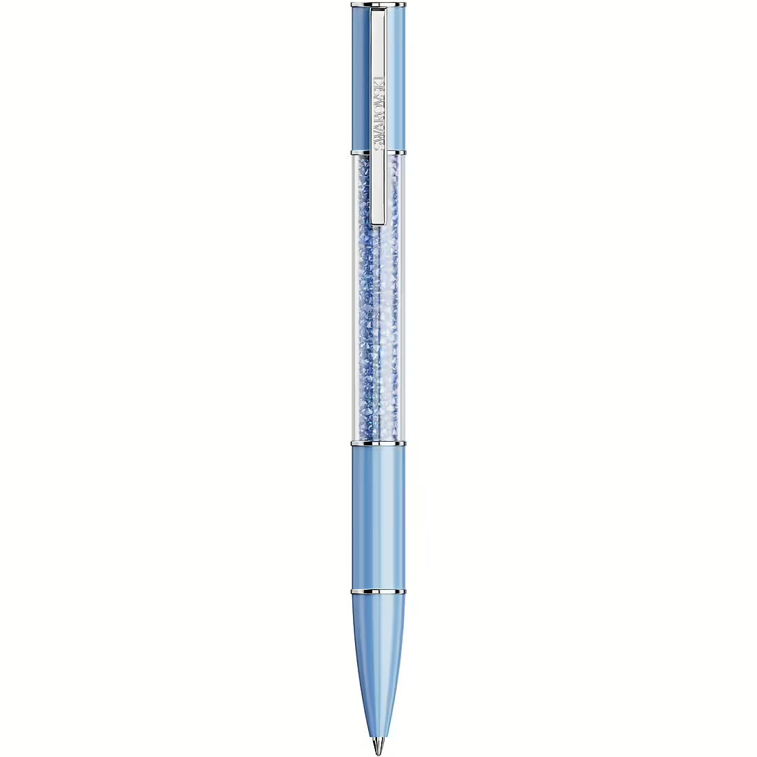 Penna a sfera Swarovski Crystalline blu con cristalli e dettagli cromati