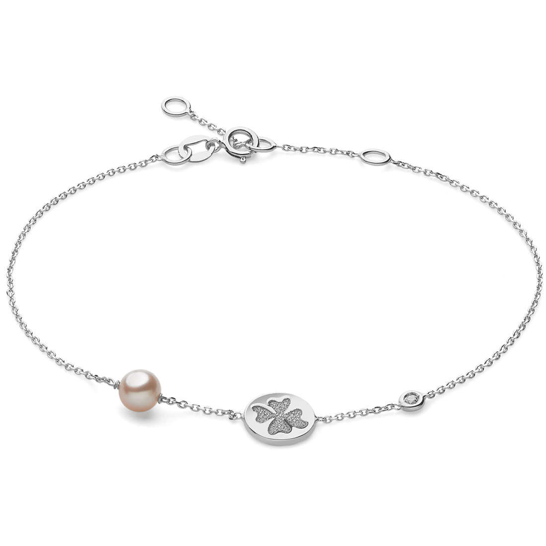Comete Bracciale Donna Perla e Diamante | Oro Bianco 750‰ | Collezione Ceremony
