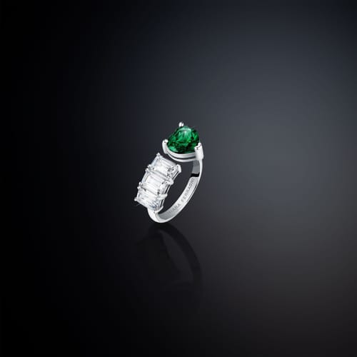 Chiara Ferragni Anello Donna Zircone Verde a Cuore | Rodio Placcato | Silver