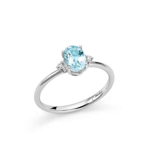 Anello Miluna in Oro Bianco 9Kt con Topazio Azzurro e Diamanti