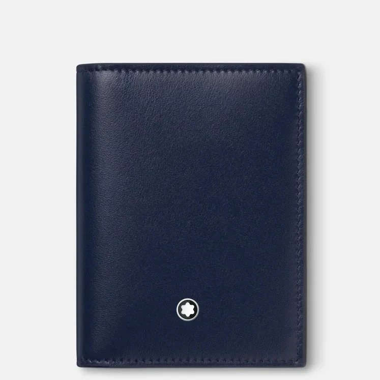 Montblanc Porta carte 4 scomparti | Pelle Ink Blue | Compatto 70x20x105mm