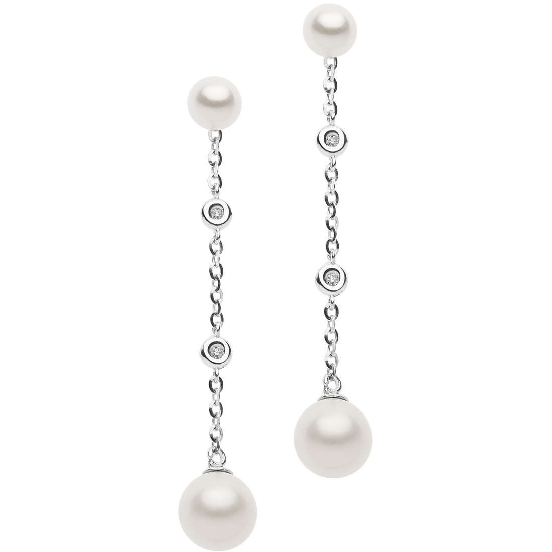 Comete Orecchini Donna Perle e Diamanti | Oro Bianco 750 | Collezione Lumiere