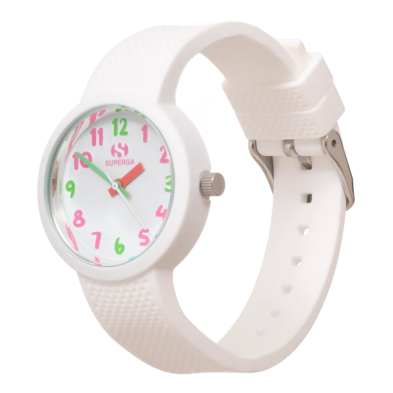 Superga | Orologio Bambina | Cassa 34 mm bianca | Silicone | Numeri colorati