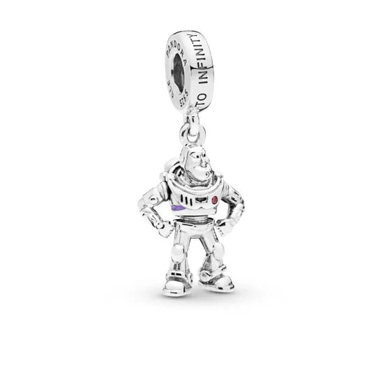 Pandora | Charm Pendente | Buzz Lightyear | Argento 925 | Smalto viola CZ rossa