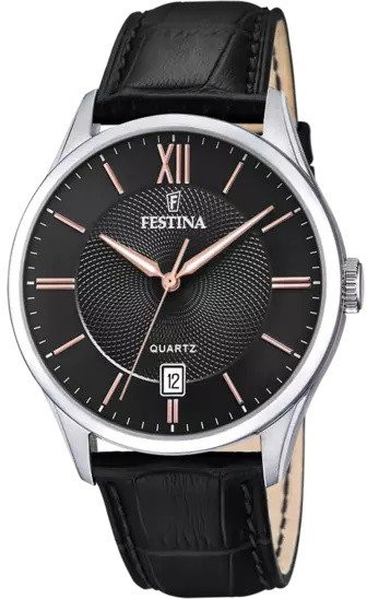 Festina Classic Bracelet Orologio Nero Pelle da Uomo
