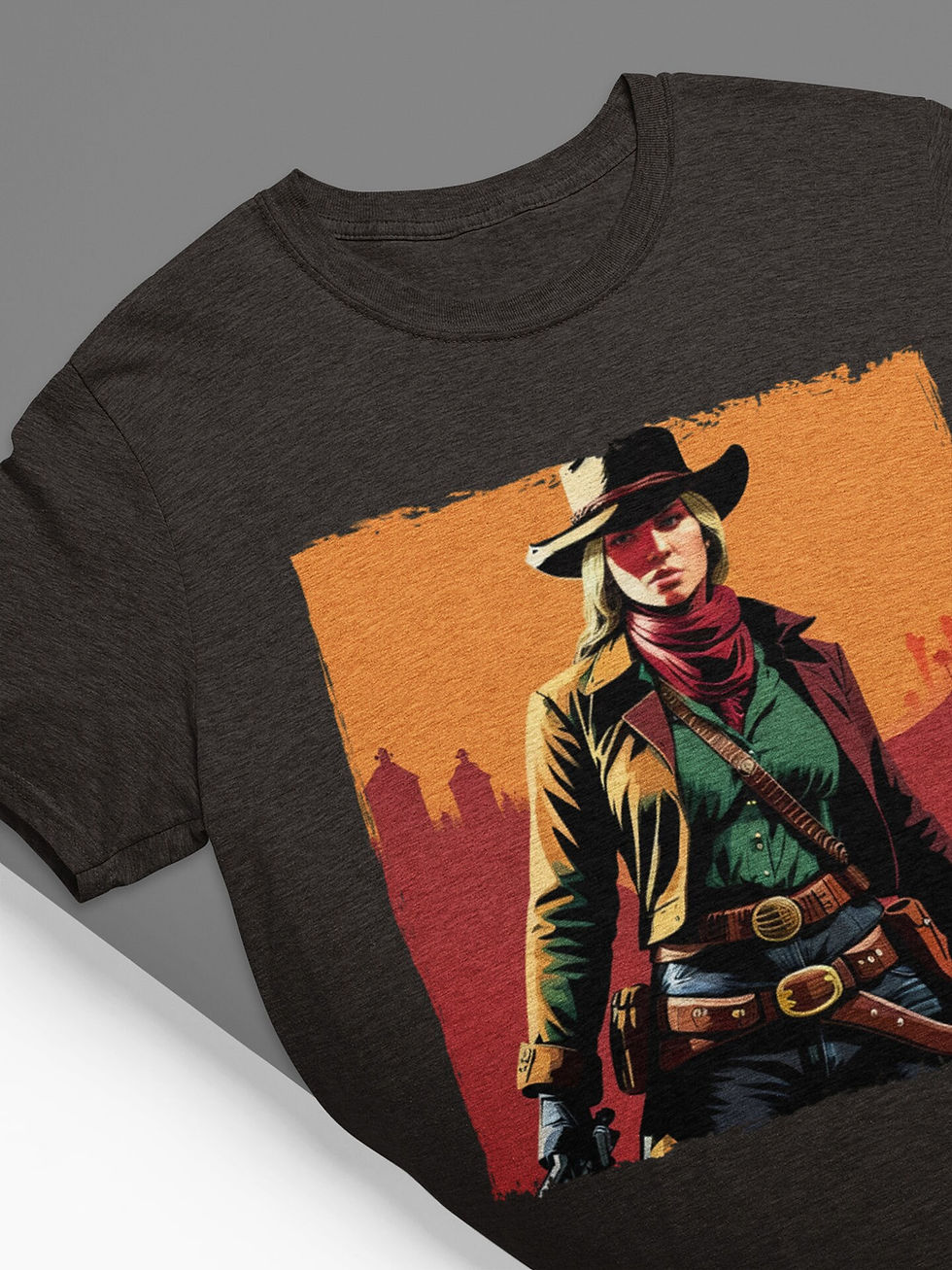 Miniatura: Bounty Hunter Girl Tshirt – Western rdr Cowgirl, Female Redemption Tshirt, G...