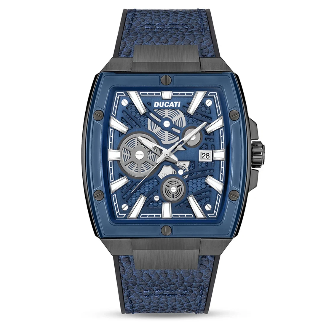 Ducati Orologio Corse Solo Tempo Blu in Acciaio e Pelle