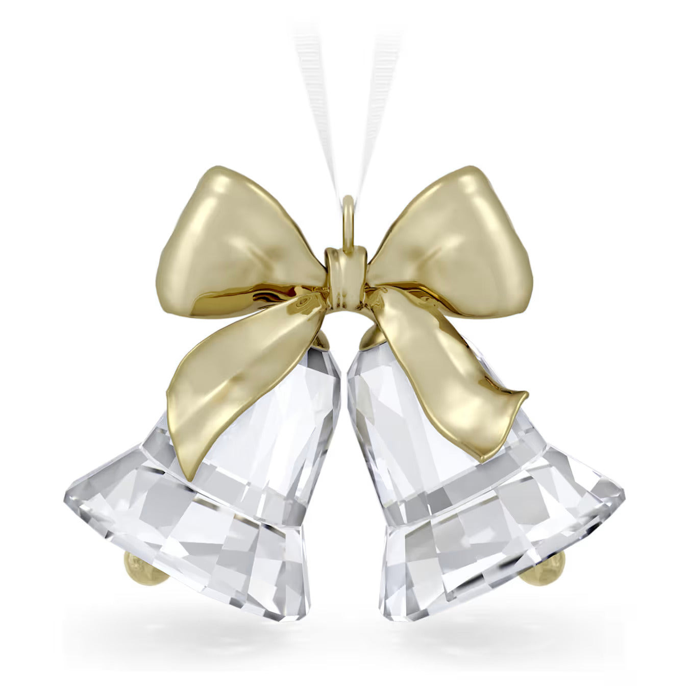 Swarovski Statuine Campanelle 244 Facce | Cristallo & Oro | Nastro Bianco