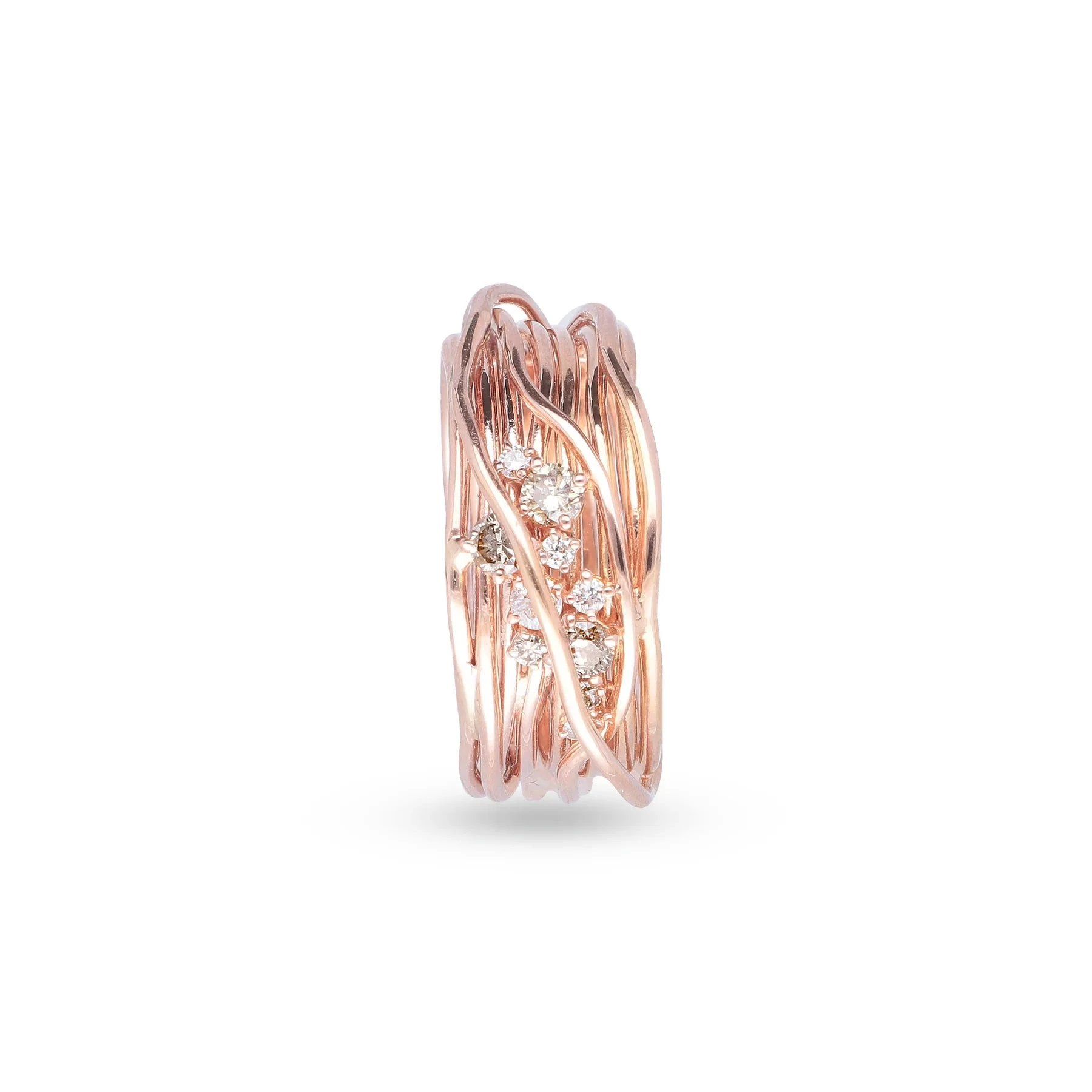 Filo Della Vita By Rubinia Anello Donna 10 Fili Diamanti| Oro Rosa 18kt | Incisa
