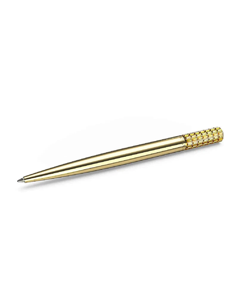 Swarovski Penna Dorata con Cristalli Gialli | Metallo Placcato Oro | 13,5 cm