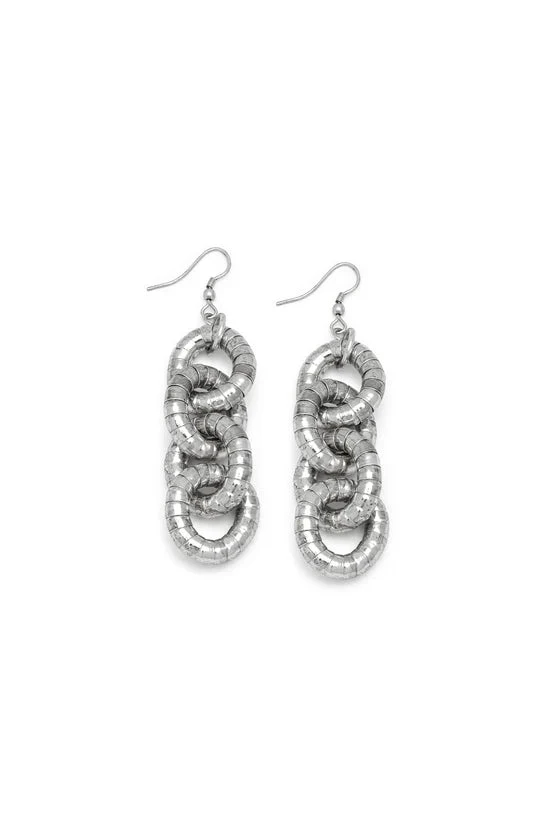 VESTOPAZZO | Orecchini | Catena Serpente | Placcatura Argento | Artigianali
