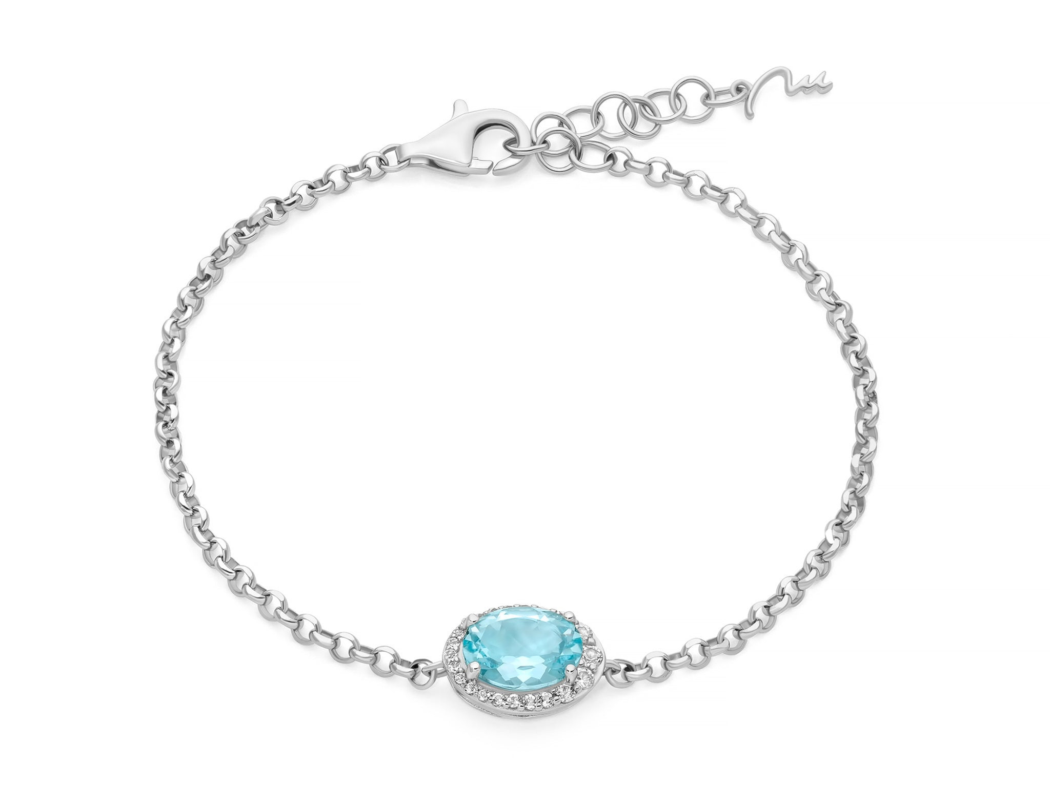 Miluna Bracciale Gemma del Cielo Ovale in Argento 925 con Topazi