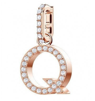 Swarovski Charm Remix Alphabet Q | Placcato Oro Rosa | Pavé di Clear Crystal