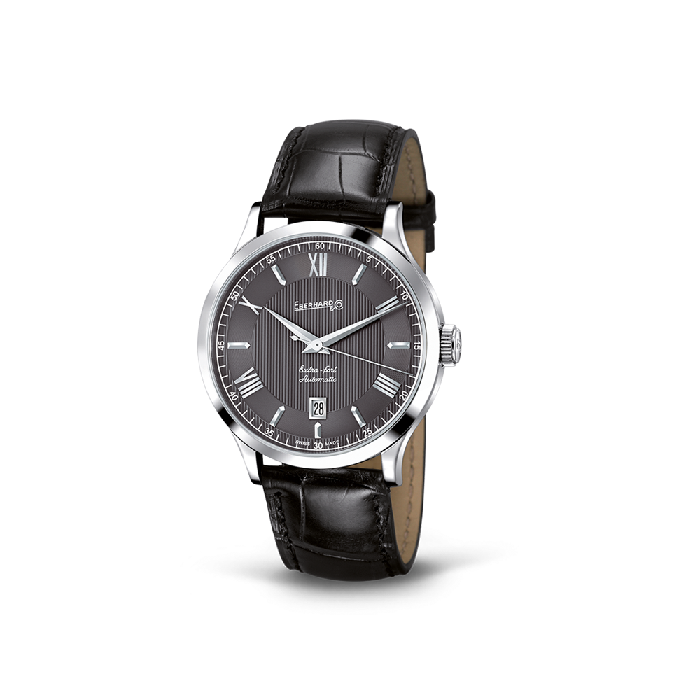 Eberhard Orologio Uomo Extra-Fort Meccanico | Acciaio | Cinturino Pelle Marrone