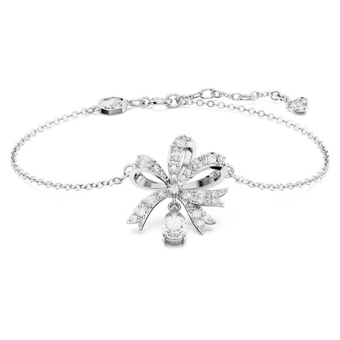Swarovski Bracciale Fiocco con Cristalli | Rodio | Regolabile 16.5-19.5cm