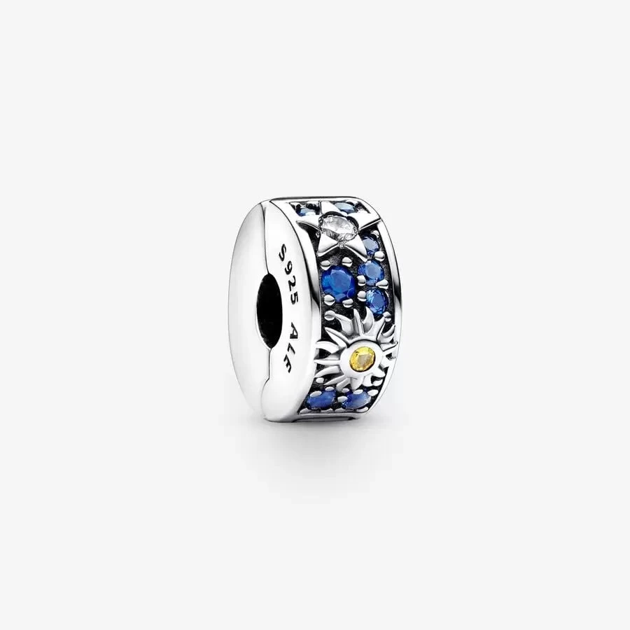 Pandora | Clip | Sole Stella Luna | Argento 925 | Cristalli gialli e blu