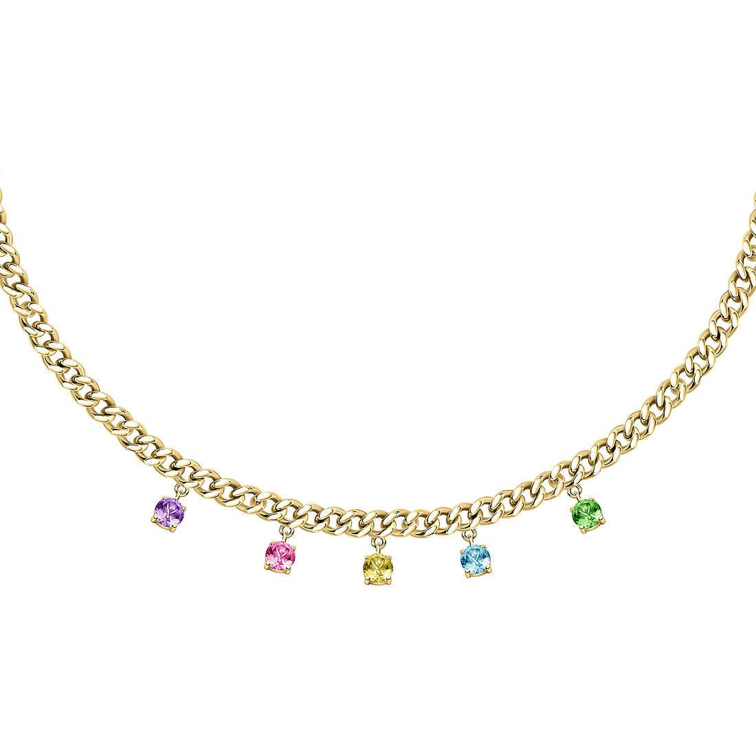 Collana Morellato Poetica Donna in Acciaio Oro Giallo con Pietre Colorate
