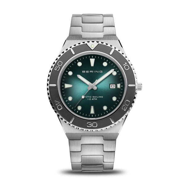 Bering Orologio Uomo Quadrante Verde Sunray | Acciaio Inox | 10 ATM