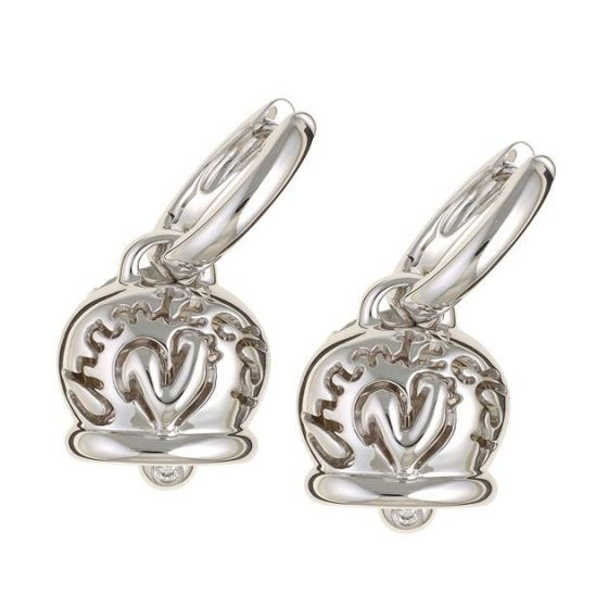 Chantecler Orecchini Donna Campanelle con 2 Diamanti | Oro Bianco 18Kt | 0,08 CT
